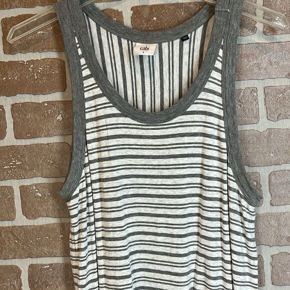 Cabi Top side out tank 5394 Gray Sleeveless Size Large Striped - Picture 3 of 8